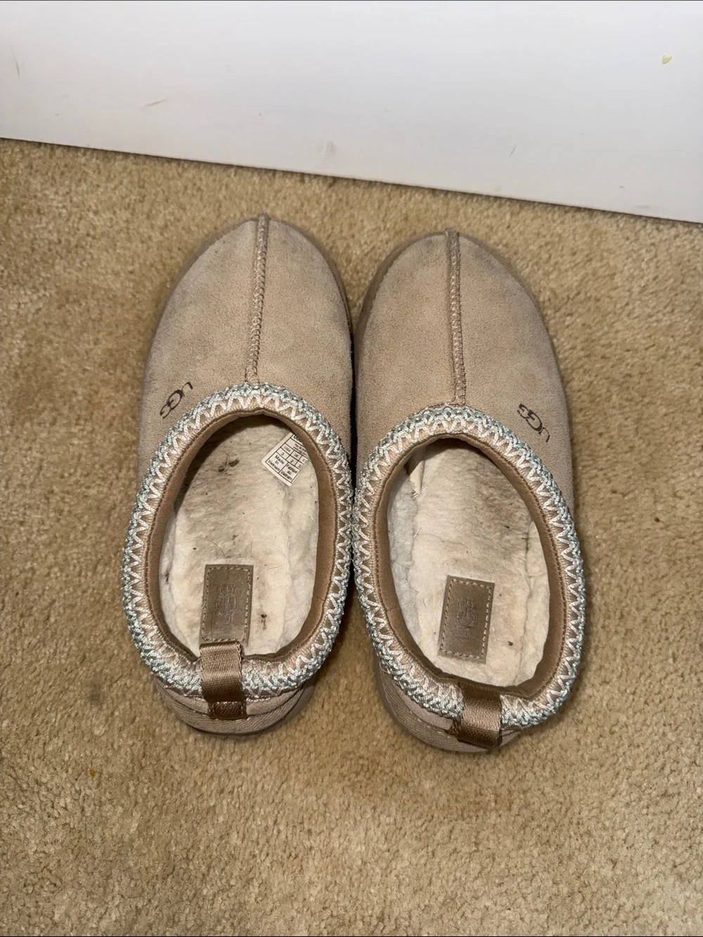 UGG Kids Tan Suede Slip-On Clog with Trim